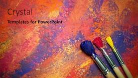  Presentation with abstract - Presentation theme with paintbrushes-on-abstract-grange-background background and a red colored foreground