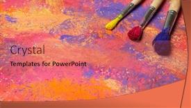  Presentation with abstract - PPT theme featuring paintbrushes-on-abstract-grange-background background and a coral colored foreground