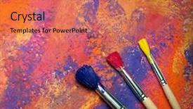  Presentation with abstract - Cool new presentation design with paintbrushes on abstract grange background backdrop and a coral colored foreground