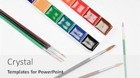  Presentation with paint - Audience pleasing PPT layouts consisting of paintbrushes-paint-and-paper backdrop and a white colored foreground