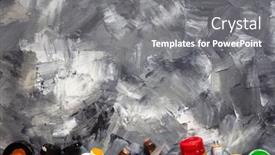  Presentation with abstract art - Colorful presentation theme enhanced with painted-background-texture-and-paints backdrop and a gray colored foreground