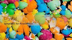  Presentation with broken egg - Presentation theme having painted-broken-egg-shells background and a gold colored foreground