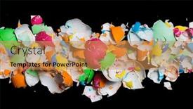  Presentation with broken egg - Presentation design enhanced with painted-broken-egg-shells background and a coral colored foreground