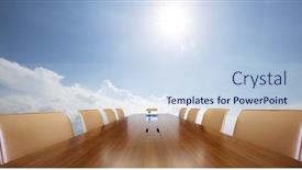  Presentation with conference table - Amazing slides having painted conference table with blue sunny sky backdrop and a sky blue colored foreground
