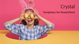  Presentation with dog baby cute child - PPT layouts consisting of painted eggs on bright pink background and a  colored foreground