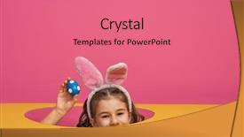  Presentation with dog baby cute child - Audience pleasing presentation theme consisting of painted eggs on bright pink backdrop and a  colored foreground