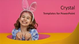  Presentation with dog baby cute child - PPT theme having painted eggs on bright pink background and a  colored foreground