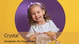  Presentation with save girl child - Theme consisting of painted eggs on bright purple background and a gold colored foreground