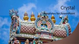  Presentation with hindu gods - PPT layouts featuring painted figures of hindu gods background and a teal colored foreground