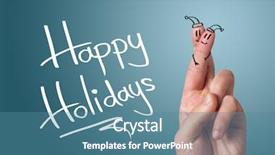  Presentation with happy holiday - Presentation theme with painted finger smiley happy holiday background and a teal colored foreground
