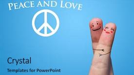  Presentation with peace love - Cool new slide set with painted finger smiley peace backdrop and a light blue colored foreground