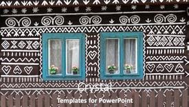  Presentation with unesco - Presentation theme featuring painted-folk-house-unesco-village background and a gray colored foreground