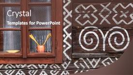  Presentation with unesco - Presentation with painted-folk-house-unesco-village background and a tawny brown colored foreground