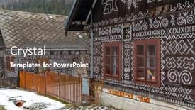  Presentation with unesco - PPT theme having painted-folk-house-unesco-village background and a tawny brown colored foreground