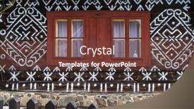  Presentation with unesco - Slide set consisting of painted-folk-house-unesco-village background and a tawny brown colored foreground