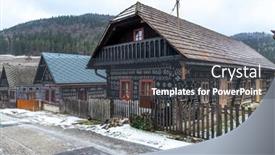 Presentation with unesco - PPT theme featuring painted-folk-house-unesco-village background and a dark gray colored foreground