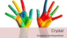  Presentation with colorful hands - Slide set enhanced with painted hands colorful fun creative background and a lemonade colored foreground