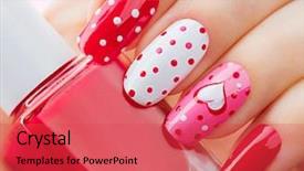  Presentation with nail salon - Colorful presentation enhanced with painted hearts and polka dot backdrop and a red colored foreground
