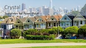  Presentation with san francisco - PPT theme consisting of painted-ladies-and-san-francisco background and a light blue colored foreground