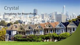  Presentation with san francisco - Presentation theme featuring painted-ladies-and-san-francisco background and a light blue colored foreground