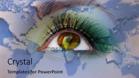  Presentation with human face - PPT theme consisting of painted map of world background and a  colored foreground