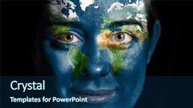  Presentation with woman world - Amazing slide deck having painted on beauty woman face backdrop and a ocean colored foreground