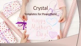  Presentation with kids hand prints paint - Amazing presentation theme having painted postcard to her mother backdrop and a lemonade colored foreground