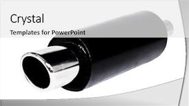  Presentation with stainless steel - Presentation having painted stainless steel performance exhaust background and a white colored foreground