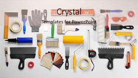  Presentation with equipment - Audience pleasing presentation theme consisting of painter - set of professional decorator equipment backdrop and a lemonade colored foreground