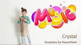  Presentation with colorful music - PPT layouts having painter and colorful word music background and a cream colored foreground