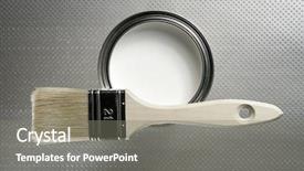  Presentation with paint industry - Theme consisting of painter brush and white paint background and a gray colored foreground