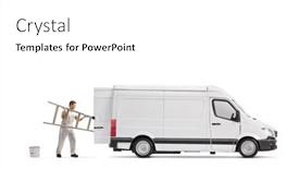  Presentation with professional growth ladder - Cool new presentation design with painter-decorator-putting-a-ladder backdrop and a white colored foreground