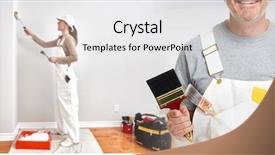  Presentation with brush painted pastel colour - Slides having painter hand with painting brush background and a white colored foreground