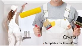  Presentation with brush painted pastel colour - Slide deck enhanced with painter hand with painting brush background and a lemonade colored foreground