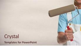  Presentation with painting walls paint roller - Presentation design enhanced with painter hand with painting roller background and a lemonade colored foreground