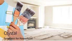  Presentation with paint industry - Amazing slides having painter hands backdrop and a soft green colored foreground