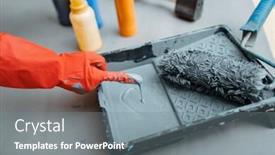  Presentation with repair - Cool new slides with painter-impregnates-the-roller-room backdrop and a gray colored foreground