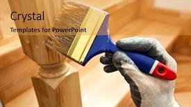  Presentation with wooden - Presentation theme enhanced with painter paints a varnish wooden background and a gold colored foreground