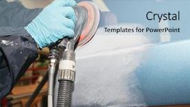  Presentation with body - Presentation theme with painter polishes a car body background and a light blue colored foreground