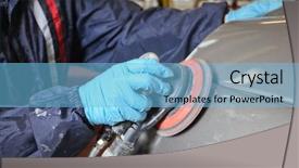  Presentation with body - Slide deck with painter polishes a car body background and a light blue colored foreground