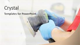  Presentation with car body repairer holding - Audience pleasing PPT layouts consisting of painter polishes a car body backdrop and a sky blue colored foreground