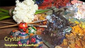  Presentation with pallet - Beautiful presentation theme featuring palets - painter's pallet with brushes backdrop and a tawny brown colored foreground