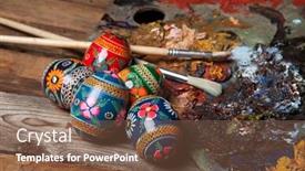  Presentation with pallet - PPT theme having palets - painter's pallet with brushes background and a tawny brown colored foreground