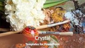  Presentation with pallet - Colorful theme enhanced with palet - painter's pallet with brushes backdrop and a tawny brown colored foreground