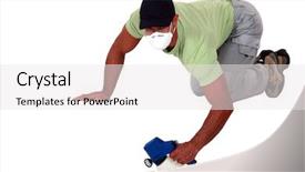  Presentation with spray - Slide set having painter using a spray gun background and a white colored foreground