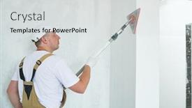  Presentation with work - PPT theme featuring painter-work-angle-sander-sanding background and a light gray colored foreground