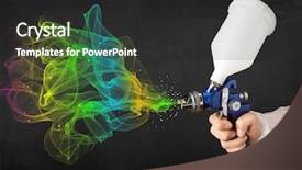  Presentation with paint industry - Cool new presentation design with painter working with airbrush backdrop and a dark gray colored foreground