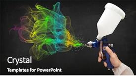  Presentation with spray paint - PPT theme with painter working with airbrush background and a tawny brown colored foreground