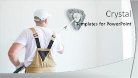  Presentation with triangle - Colorful presentation enhanced with painter-works-with-triangle-drywall backdrop and a white colored foreground