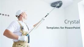  Presentation with triangle - Presentation design having painter-works-with-triangle-drywall background and a sky blue colored foreground